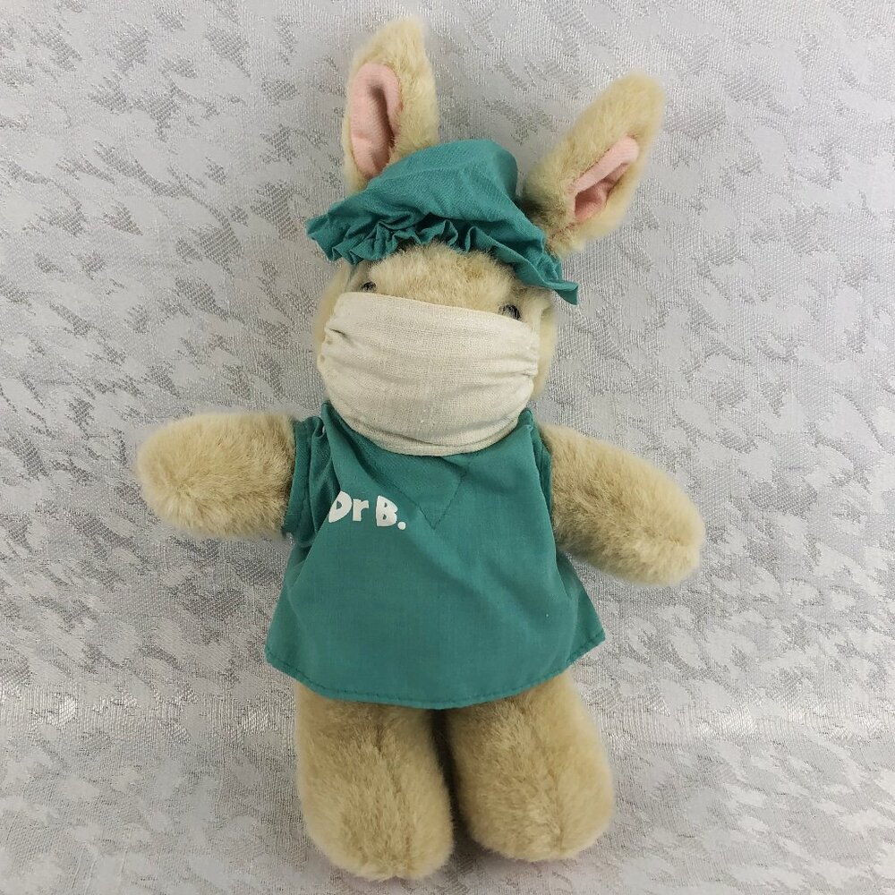 Teleflora Dr B Surgeon Bunny Plush in Scrubs & Mask 10” for Gift or Easter Decor